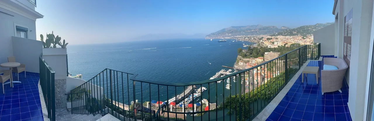 Panoramic view from Hotel Bristol Sorrento over the Bay of Naples