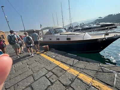Our private charter boat at the marina heading to Capri