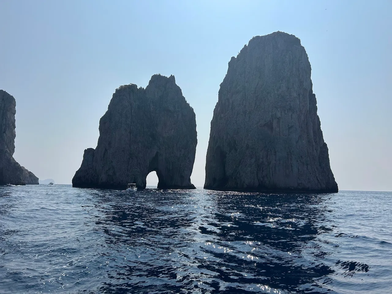The famous Faraglioni rock formations at Capri