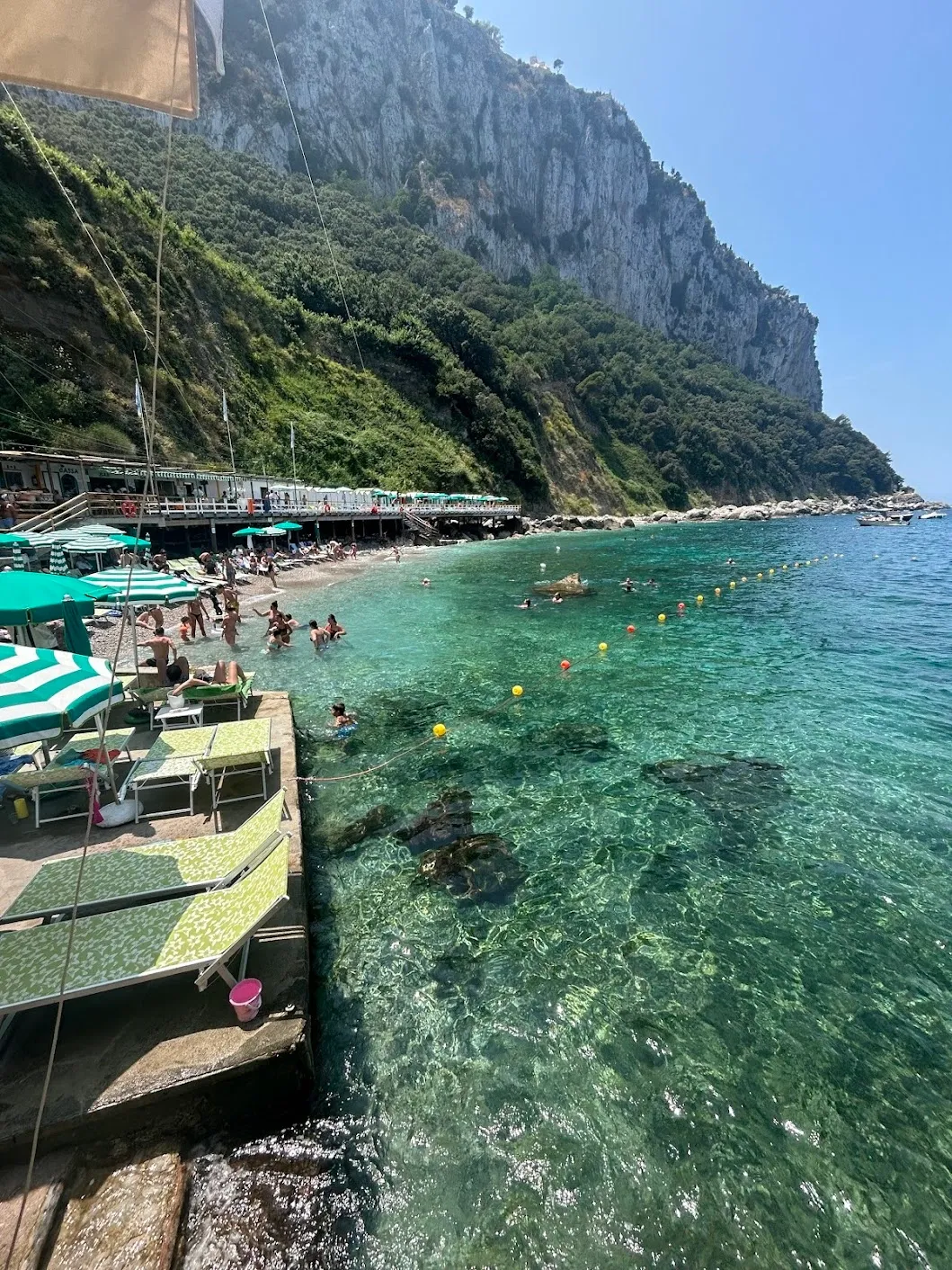 Crystal clear turquoise waters of Capri beach