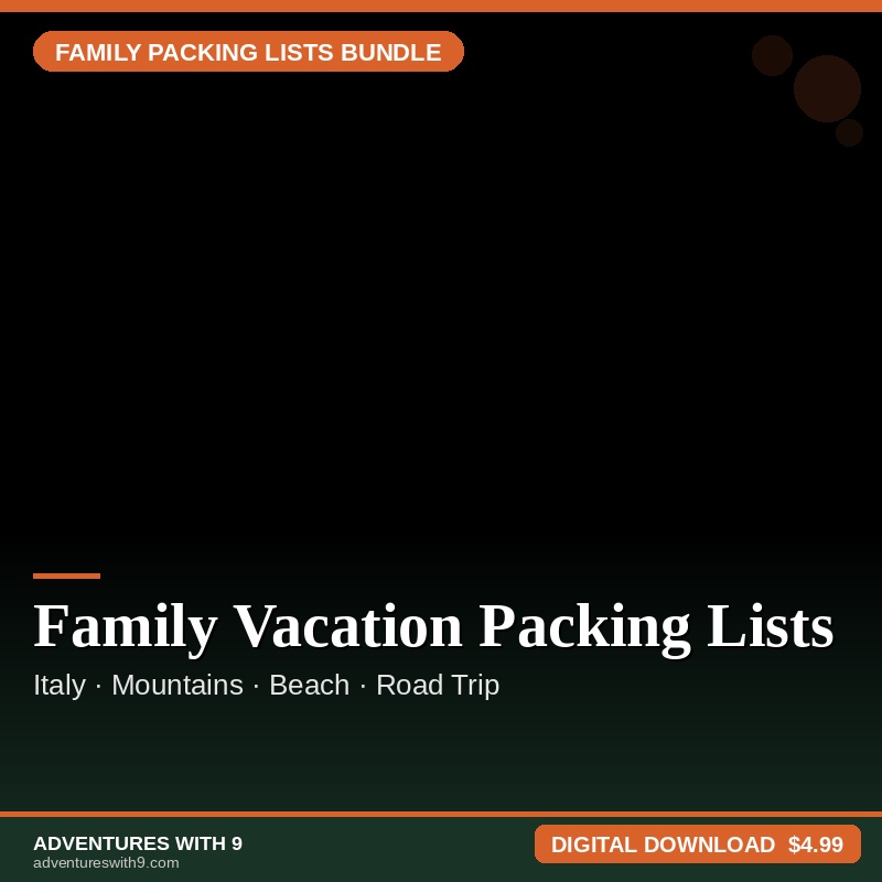 Family Vacation Packing Lists Bundle