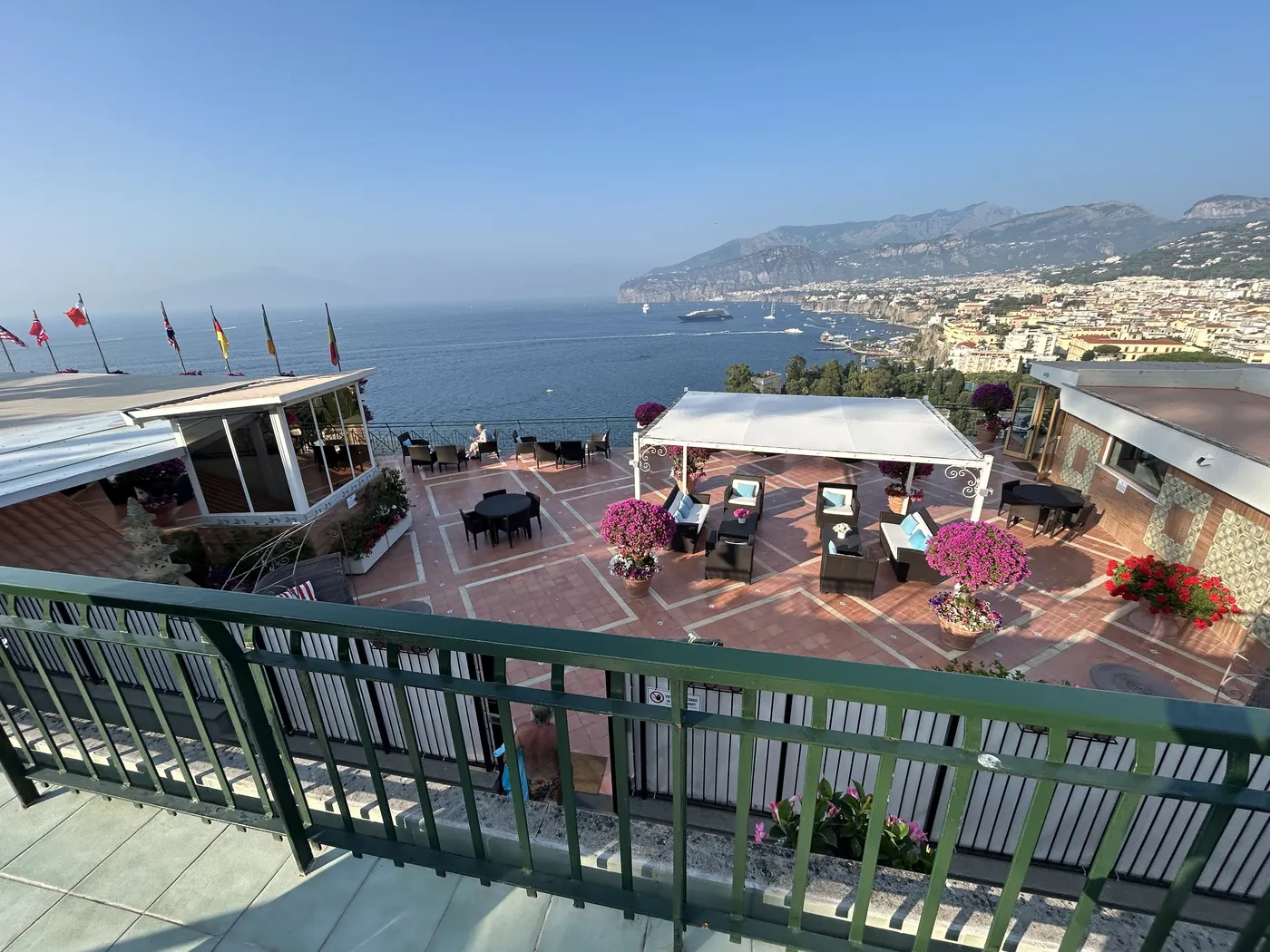 Terrace view over the bay from Hotel Bristol, Sorrento