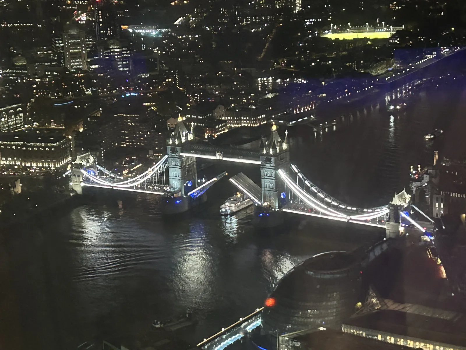 Tower Bridge at night from the Shard, London