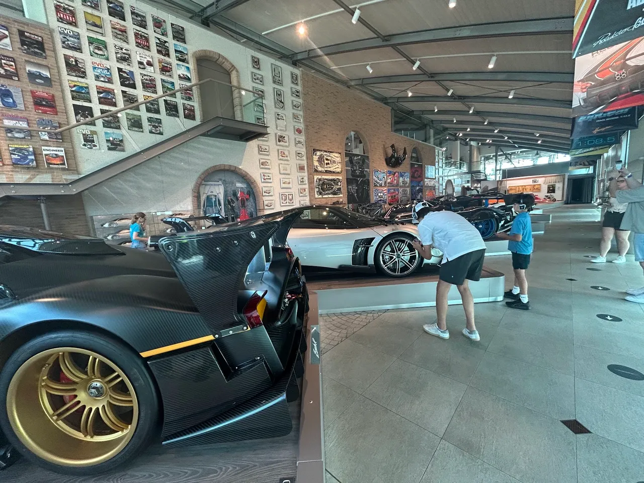 Inside the Pagani Museum in Modena with hypercars on display